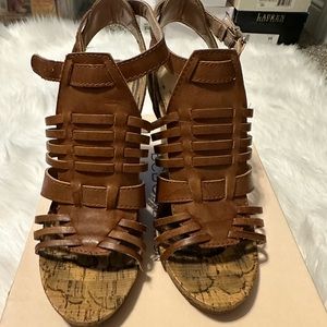 BCBGeneration Saddle Vachetta Wedge Sandals